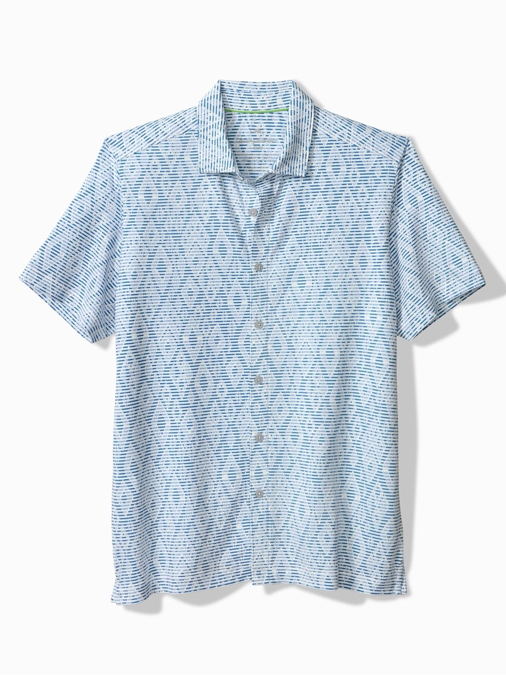 Tommy Bahama Costa Wave Diamond Club IslandZone Shirt Blue Geometric NWT Medium